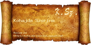 Kohajda Szorina névjegykártya